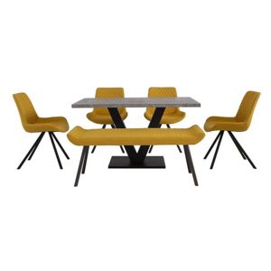 Rocket Dining Table, 4 Chairs and Low Bench Dining Set