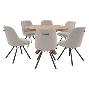 Detroit Round Dining Table and 6 Detroit Dining Chairs - Grey
