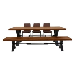 Terra Dining Table, 3 Cognac Chairs and Bench Dining Set
