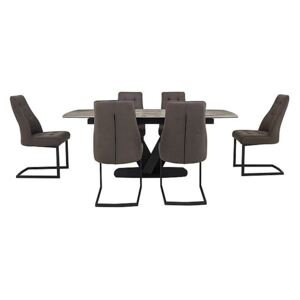 Merlin Extending Dining Table and 6 Chairs - Grey