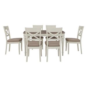 Furnitureland - Annecy Extending Dining Table with 6 Faux Leather Cross Back Chairs