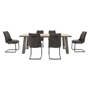 Baltimore Dining Table and 6 Dining Chairs Set - 210-cm