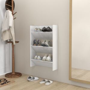 VidaXL Wall Shoe Cabinet High Gloss White 60x18x90 cm Chipboard