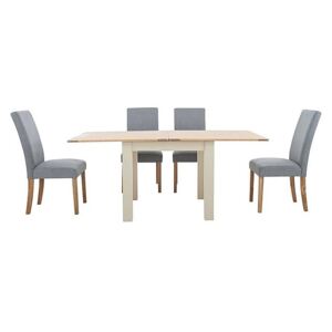 Furnitureland - Angeles Flip Top Extending Dining Table and 4 Fabric Dining Chairs in Nickel