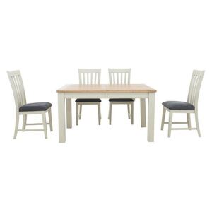 Furnitureland - Angeles Rectangular Extending Dining Table and 4 Wooden Dining Chairs