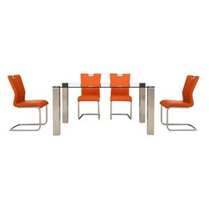 Ideas 160cm Dining Table and 4 Handle-back Dining Chairs with Round-edged Cantilever Bases