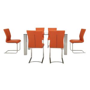 Ideas 160cm Dining Table and 6 Dining Chairs with Square-edged Cantilever Bases