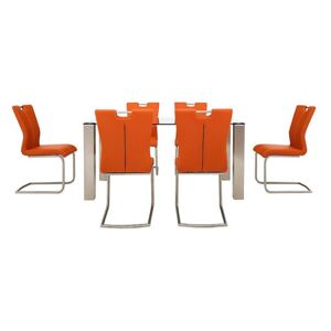 Ideas 160cm Dining Table and 6 Handle-back Dining Chairs with Round-edged Cantilever Bases