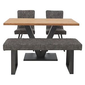 Compact Earth Dining Table, 2 Chairs and Low Bench Set - Grey