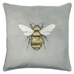 Bee Embroidered Velvet Cushion - 50x50cm