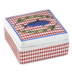 Bel Paese - Pesce Box - / Porcelain - 6 x 6 cm by Bitossi Home Blue/Red
