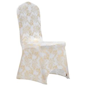 VidaXL 6 pcs Chair Covers Stretch White with Golden Print