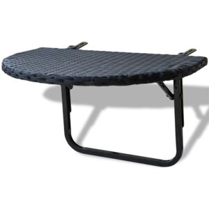 VidaXL Balcony Table 60x60x32 cm Black Poly Rattan