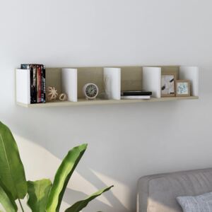 VidaXL CD Wall Shelf White and Sonoma Oak 100x18x18 cm Chipboard