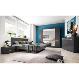 FURNITOP Bedroom furniture HEKTOR anthracite gloss / appenzeller fichte