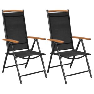 VidaXL Folding Garden Chairs 2 pcs Aluminium and Textilene Black