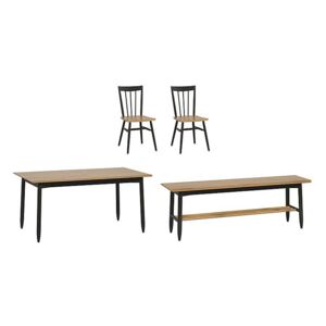 Ercol - Monza Medium Extending Dining Table, 2 Dining Chairs and Dining Bench