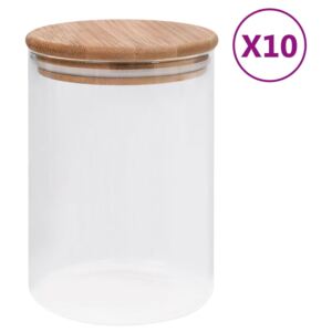 VidaXL Storage Glass Jars with Bamboo Lid 10 pcs 260 ml