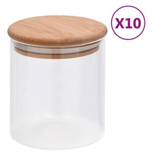 VidaXL Storage Glass Jars with Bamboo Lid 10 pcs 600 ml