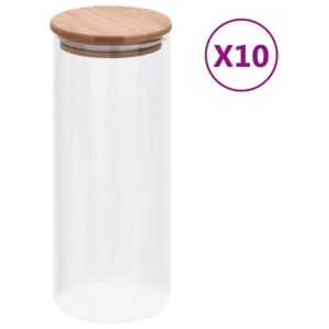 VidaXL Storage Glass Jars with Bamboo Lid 10 pcs 1000 ml