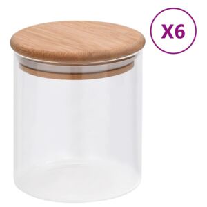 VidaXL Storage Glass Jars with Bamboo Lid 6 pcs 600 ml