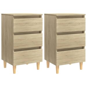 VidaXL Bed Cabinets & Solid Wood Legs 2 pcs Sonoma Oak 40x35x69 cm