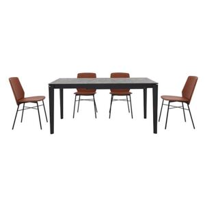 Calligaris - Pentagon Extending Dining Table with Oxide Bronze Top and 4 Sibilla Dining Chairs