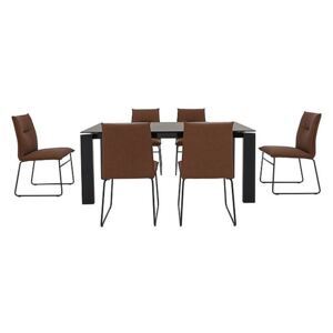 Calligaris - Gate Dining Table and 6 Maya Ski Leg Faux Leather Dining Chairs