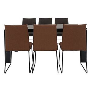 Calligaris - Gate Dining Table and 6 Maya Ski Leg Faux Leather Dining Chairs