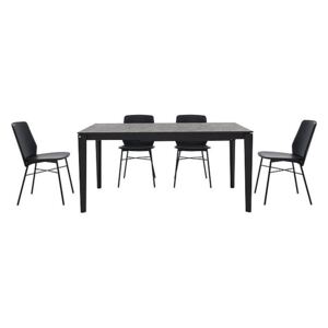 Calligaris - Pentagon Extending Dining Table with Oxide Bronze Top and 4 Sibilla Dining Chairs