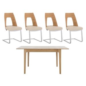 Ercol - Romana Small Extending Dining Table and 4 Cantilevered Dining Chairs - Brown