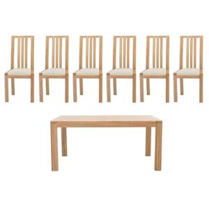 Ercol - Bosco Medium Extending Table and 6 Slatted Chairs - Brown