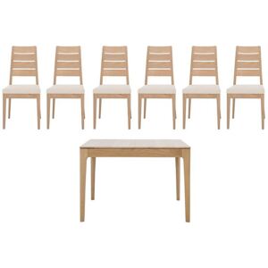 Ercol - Romana Small Extending Dining Table and 6 Slatted Dining Chairs - Brown