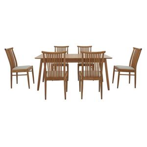 Ercol - Teramo Medium Dining Table and 6 Slatted Chairs - Brown