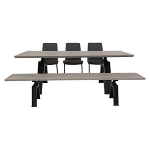 Thor Dining Table, 3 Grey Dining Chairs and Dining Bench Dining Set
