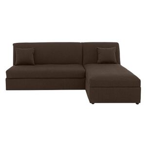 Versatile 2 Seater Fabric Chaise Sofa Bed No Arms - Brown