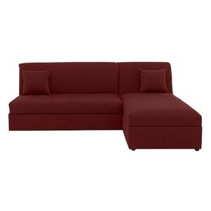 Versatile 2 Seater Fabric Chaise Sofa Bed No Arms - Red
