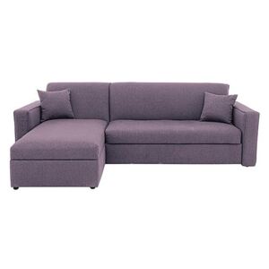Versatile 2 Seater Fabric Chaise Sofa Bed with Box Arms - Purple