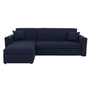 Versatile 2 Seater Fabric Chaise Sofa Bed with Box Arms - Blue