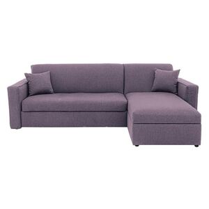 Versatile 2 Seater Fabric Chaise Sofa Bed with Box Arms - Purple