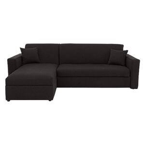 Versatile 2 Seater Fabric Chaise Sofa Bed with Box Arms - Black