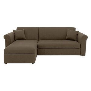 Versatile Small 2 Seater Fabric Chaise Sofa Bed with Storage with Scroll Arms - Mink