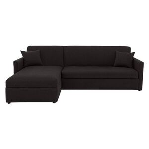 Versatile 2 Seater Fabric Chaise Sofa Bed with Storage with Slim Arms - Black