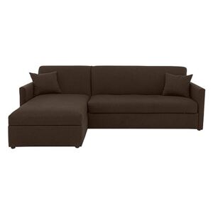 Versatile 2 Seater Fabric Chaise Sofa Bed with Storage with Slim Arms - Brown