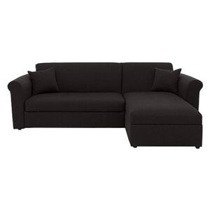 Versatile Small 2 Seater Fabric Chaise Sofa Bed with Storage with Scroll Arms - Black