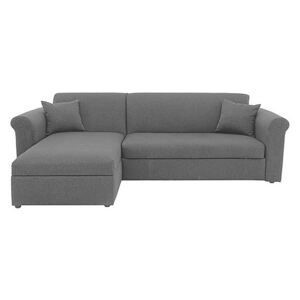 Versatile 2 Seater Fabric Chaise Sofa Bed with Storage with Scroll Arms - Grey