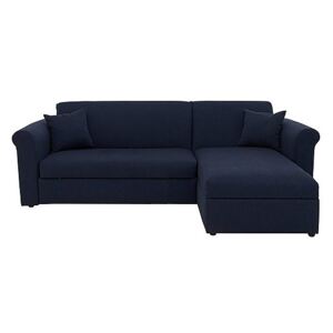Versatile Small 2 Seater Fabric Chaise Sofa Bed with Storage with Scroll Arms - Blue