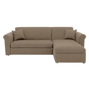 Versatile Small 2 Seater Fabric Chaise Sofa Bed with Storage with Scroll Arms - Beige