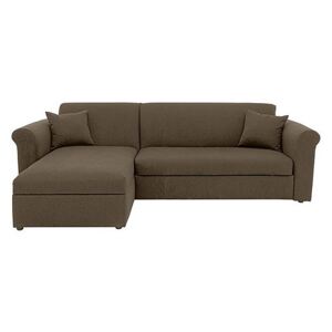 Versatile 2 Seater Fabric Chaise Sofa Bed with Storage with Scroll Arms - Mink