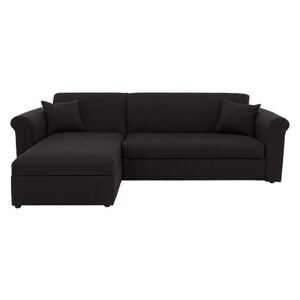 Versatile 2 Seater Fabric Chaise Sofa Bed with Storage with Scroll Arms - Black
